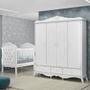 Imagem de Quarto Infantil Realeza Branco Berço com Capitonê e Guarda Roupa 4 portas Canaã