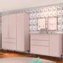 Imagem de Quarto Infantil Retro com Guarda Roupa 3 Portas e Comoda 1 Porta e 3 Gavetas Rose - Phoenix Baby