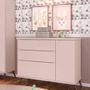 Imagem de Quarto Infantil Retro com Guarda Roupa 3 Portas e Comoda 1 Porta e 3 Gavetas Rose - Phoenix Baby
