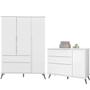 Imagem de Quarto Infantil Retro com Guarda Roupa 3 Portas E Cômoda Branco Melinda