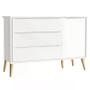 Imagem de Quarto Infantil Theo 3 portas Branco Fosco com Pés Madeira Natural - Reller Móveis