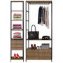 Imagem de Quarto Modulado Compacto 2 Módulos Estilo Industrial Steel Quadra Vermont Base Preto - Artesano