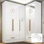 Imagem de Quarto Modulado De Canto 3 Peças 5 Portas 2 Gavetas com Espelhos Smart Plus