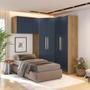 Imagem de Quarto Modular Kappesberg Adapt Nogueira/Azul Profundo 3 peças