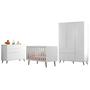 Imagem de Quarto Para Bebê Completo Melinda com Roupeiro Cômoda e Berço Branco