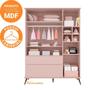 Imagem de Quarto Para Bebê Completo Melinda Rosê com Roupeiro, Cômoda e Berço Rose
