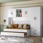 Imagem de Quarto Solteiro Guarda Roupa 4 Portas Com Bicama Sem Colchão Cor Branco
