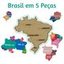 Imagem de Quebra Cabeça Mapa Brasil Regiões Madeira 5 Peças Educativo