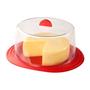 Imagem de Queijeira de plástico / porta queijo com tampa de acrílico rosa ou vermelha de cozinha