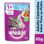 Imagem de Ração Úmida para Gatos Whiskas Adultos 1+ Anos Castrados Sabor Peixe em Sachê 85g