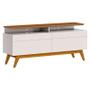 Imagem de Rack Bancada Ambiente Classic 2 Gavetas com Nicho 1.4 Off White Freijó Touch - Imcal