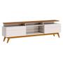 Imagem de Rack Bancada Classic 2 Gavetas Com Nicho 1.8 Off White Freijó Touch - Imcal