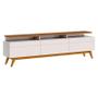 Imagem de Rack Bancada Classic 3 Gavetas com Nicho 1.8 Off White Freijó Touch - Imcal