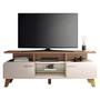 Rack Bancada para Sala Essenza 1.6 Off White Castanho HB Móveis - HB Moveis Imagem de Rack Bancada para Sala Essenza 1.6 Off White Castanho HB Móveis