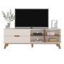 Imagem de Rack Com 4 Nichos e 2 Gavetas Artely Verona Cor Off White com Pinho