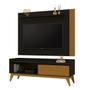 Imagem de Rack com Painel Audax 1.48 Preto com Cedro Natural - MóveisAqui