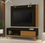 Imagem de Rack com Painel Audax 1.48 Preto com Cedro Natural - MóveisAqui