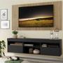 Imagem de Rack com Painel para TV até 65" Suspenso com 2 Portas Londres Multimóveis Preto/Rustic