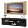 Imagem de Rack com Painel para TV até 65" Suspenso com 2 Portas Londres Multimóveis Preto/Rustic