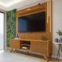 Imagem de Rack com Painel para TV até 75 Polegadas Ripado 100% MDF com LED 180cm Pés Madeira Maciça Gaia Paris