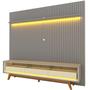 Imagem de Rack com Painel Ripado para Tv até 90 Polegadas Led 3 Gavetas com Pés 230cm Nobre 100% MDF