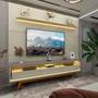 Imagem de Rack com Painel Royal/Requinte 2.2 C/Pés Madeira Off White com Cinza - Gelius Móveis