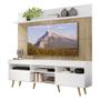 Imagem de Rack com Painel TV 65" Madri Multimóveis Branco/Rustic com Prateleira e Pés Retrô Natural