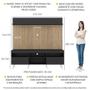 Imagem de Rack com Painel TV 65" Madri Multimóveis Preto/Rustic com Prateleira e Pés Retrô Branco