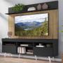 Imagem de Rack com Painel TV 65" Madri Multimóveis Preto/Rustic com Prateleira e Pés Retrô Branco