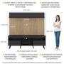 Imagem de Rack com Painel TV 65" Madri Multimóveis Preto/Rustic com Prateleira e Pés Retrô Preto