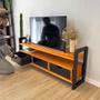 Imagem de Rack de TV de Madeira Pinus Linea com 3 Gavetas Carvalho e Preto