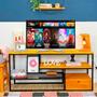 Imagem de Rack de TV Style Industrial de Ferro e Madeira 1 Nicho Uno com Gaveta Carvalho e Preto