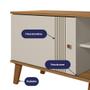 Imagem de Rack Denver 1800mm P/ Tv's até 75 polegadas com Portas de Correr Off White/Nature- Peternella 