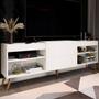 Rack para TV Até 55 Polegadas Roma 1 Porta 2 Prateleiras Branco Fosco - Panorama Móveis Imagem de Rack para TV Até 55 Polegadas Roma 1 Porta 2 Prateleiras Branco Fosco - Panorama Móveis