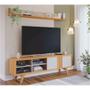 Imagem de Rack para TV até 75 Polegadas 4 Nichos 1 Porta Pés Madeira Retrô 100% MDF Paraty Nature/Off White - Permobili