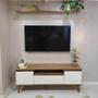 Imagem de Rack para TV com Prateleira 150cm Retro Mdf Nogal com Branco Dallas - On Móveis