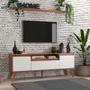 Imagem de Rack para TV com Prateleira 150cm Retro Mdf Nogal com Branco Dallas - On Móveis