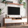 Imagem de Rack para TV com Prateleira 180cm Retro Mdf Nogal com Branco Dallas - On Móveis