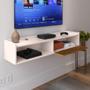 Rack Tv Smart Suspenso Home Decor 1 Porta Nicho Organizador Decoração Sala Quarto Compacto 1.20 Puxador Lauren - RPM Móveis Imagem de Rack Tv Smart Suspenso Home Decor 1 Porta Nicho Organizador Decoração Sala Quarto Compacto 1.20 Puxador Lauren - RPM Móveis