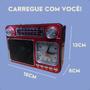 Imagem de Rádio AM FM Retrô Vintage Portátil Bluetooth Bateria Recarregável Bivolt 110v 220v 135 Antigo a Tomada e Pilha com Lanterna