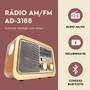 Imagem de Rádio AM FM Retrô Vintage Portátil Bluetooth Bateria Recarregável Bivolt 110v 220v 3188 Antigo a Tomada e Pilha com Lanterna