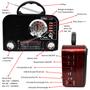 Imagem de Rádio Retrô Com Relógio função bluetoothe 4 Bandas AM/FM/SW Recarregável USB e SD   LE643