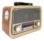 Imagem de Rádio Retro Vintage Am Fm Sw Usb Bluetooth Bateria Recarregavel Aux Sd - Estilo Antigo Madeira