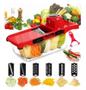Imagem de Ralador Fatiador Aço Inox 6 Em 1 Cortador de Legumes e Frutas Profissional de Cozinha Multi-Lâminas
