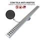 Imagem de Ralo 70cm Inox modelo Quadrangular com Tela e col Cinza