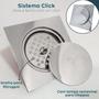 Imagem de Ralo Click 15x15 Inox E Valvula Ralo De Pia 1 1/4 Kit Banheiro Brilhoso Tampa Ralo Quadrado 15cm E Valvula Click Escoamento Pia 40mm Lavatorio Lavabo 