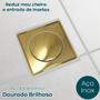 Imagem de Ralo Click E Porta Grelha Dourado 15x15 Valvula Click 7/8 Aço Inox Kit Completo Banheiro Gold Caixilho Quadrado 15cm Ralo Escoamento Pia 30mm