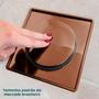 Imagem de Ralo Click E Porta Grelha Rose Gold Inox 15x15 Kit Banheiro Caixilho Quadrado Suporte Ralo Inteligente Antiodor 15cm Tampa Caixa Sifonada Brilhoso