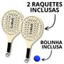 Imagem de Raquete Beach Tennis Frescobol Praia Kit Raquetes De Tênis Raquete Bolinha de Borracha Acessórios