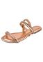 Imagem de Rasteirinha Rosa Chic Calçados Sandália Feminina Flat Elástico Strass Brilho Cobre